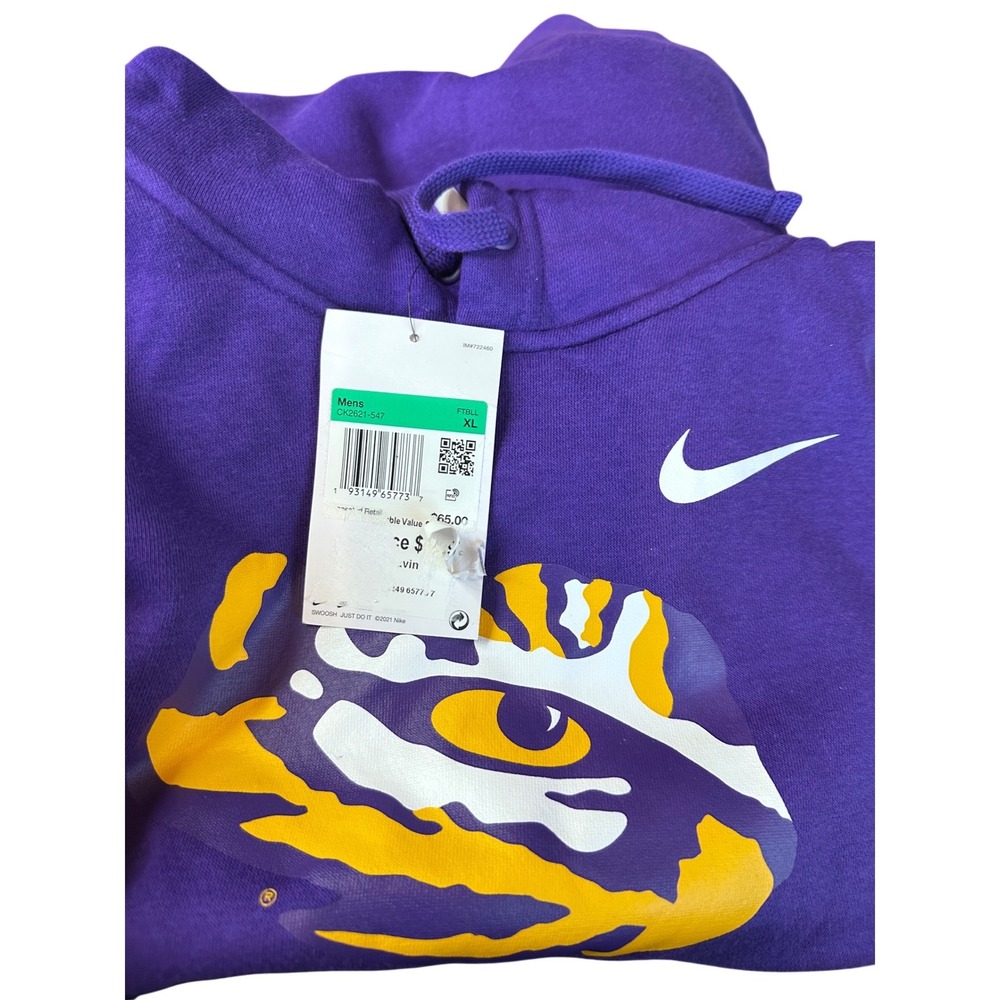 Nike LSU Tigers Hoodie Mens XL Purple NCAA Football Pullover CK2621-547 NWT